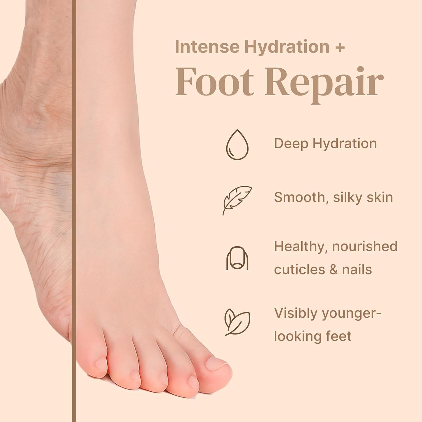 Foot Mask Moisturizing Socks for Dry Cracked Feet | Hydrates with Snail Mucin Shea Butter Hyaluronic Acid Bisabolol Vitamin E | Exfoliating Foot Mask for Callus Removal Dead Skin and Soft Feet-Velvo Beauty