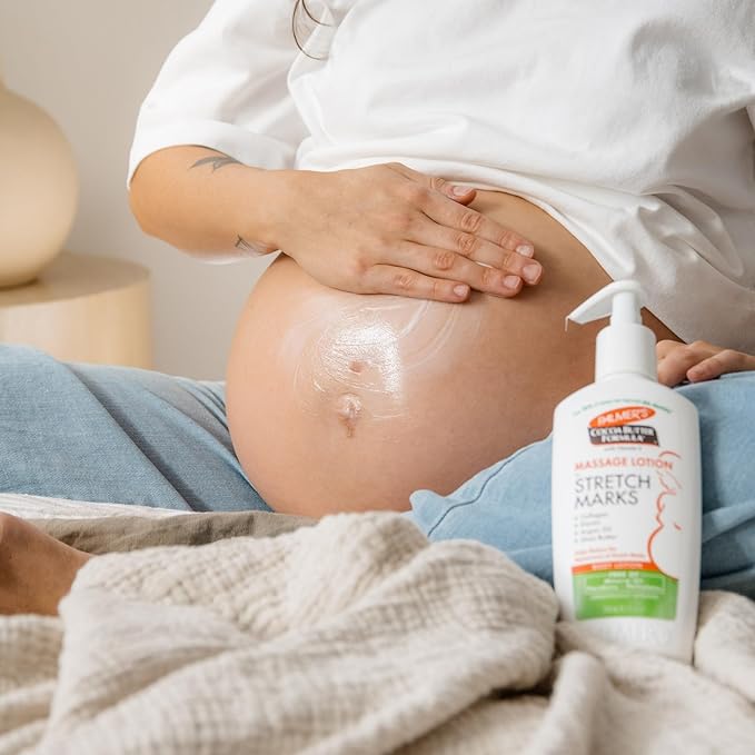 Palmer's Cocoa Butter Formula Massage Lotion For Stretch Marks, Pregnancy Skin Care, Belly Cream with Collagen, Elastin, Argan OIl and Shea Butter, 8.5 Ounces-Velvo Beauty