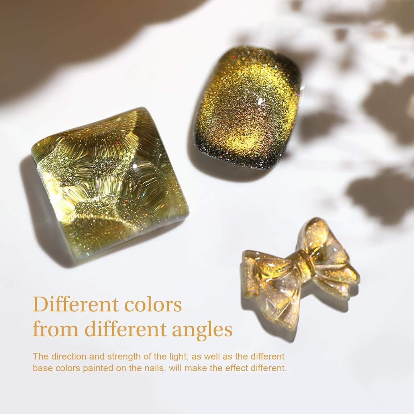 Cat Eye Gel Nail Polish with Magnet Stick, 15ml Glitter Holographic Nail Polish, Magnetic Effect Gel for Home DIY Manicure Gift, Champagne Gold-Velvo Beauty