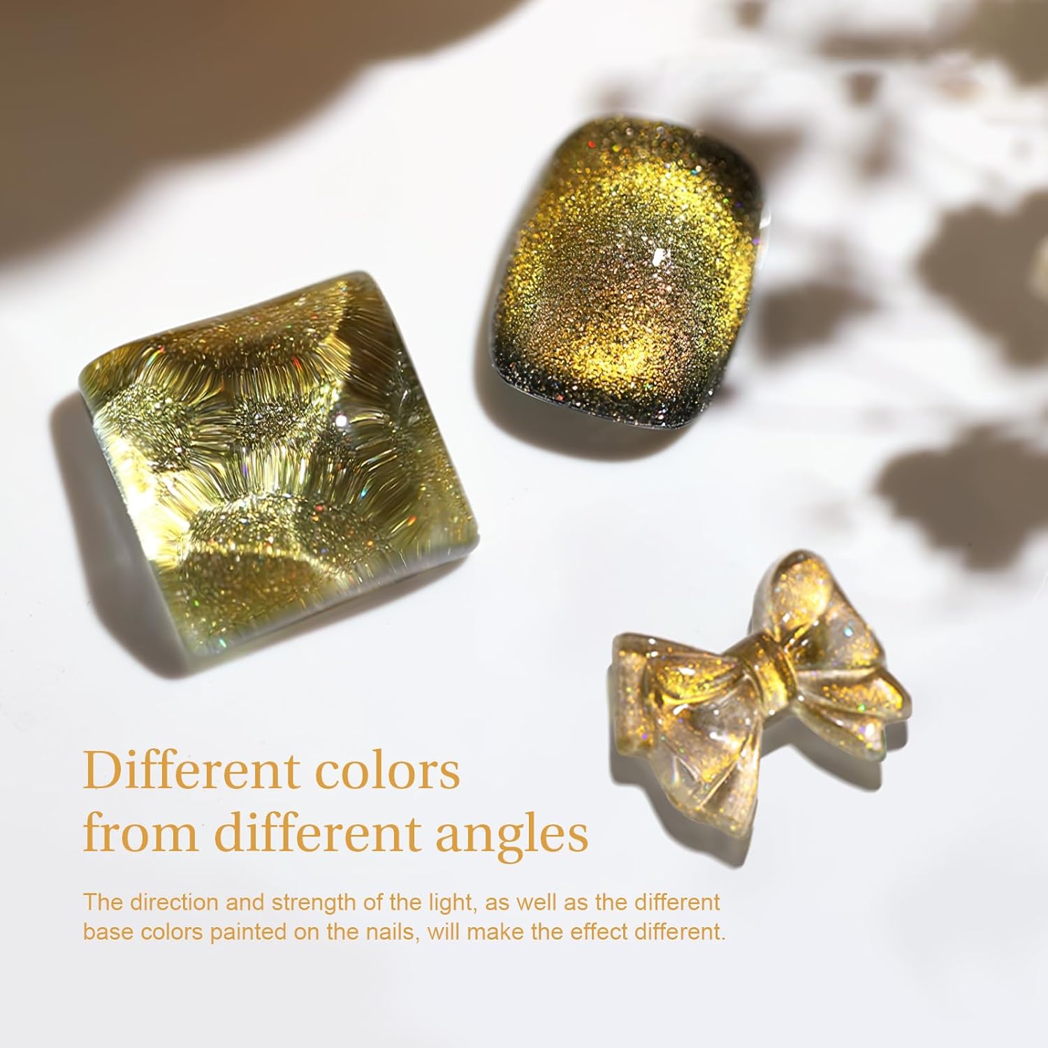 Cat Eye Gel Nail Polish with Magnet Stick, 15ml Glitter Holographic Nail Polish, Magnetic Effect Gel for Home DIY Manicure Gift, Champagne Gold-Velvo Beauty