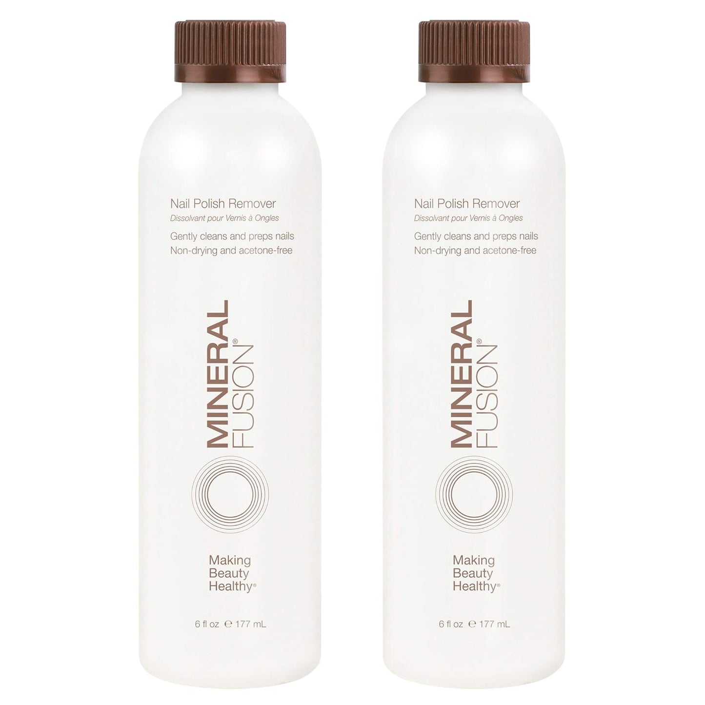 Mineral Fusion Acetone Free Nail Polish Remover, Gentle, Non-Drying, Regular & Gel Polish, 6 fl oz (2 Pack), Vegan & Cruelty-Free Nail Care for Women and Men-Velvo Beauty