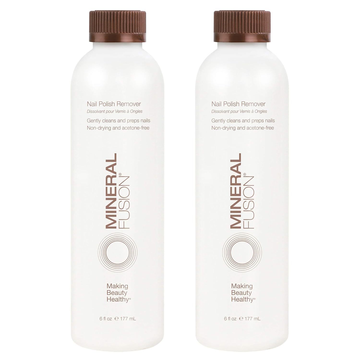 Mineral Fusion Acetone Free Nail Polish Remover, Gentle, Non-Drying, Regular & Gel Polish, 6 fl oz (2 Pack), Vegan & Cruelty-Free Nail Care for Women and Men-Velvo Beauty