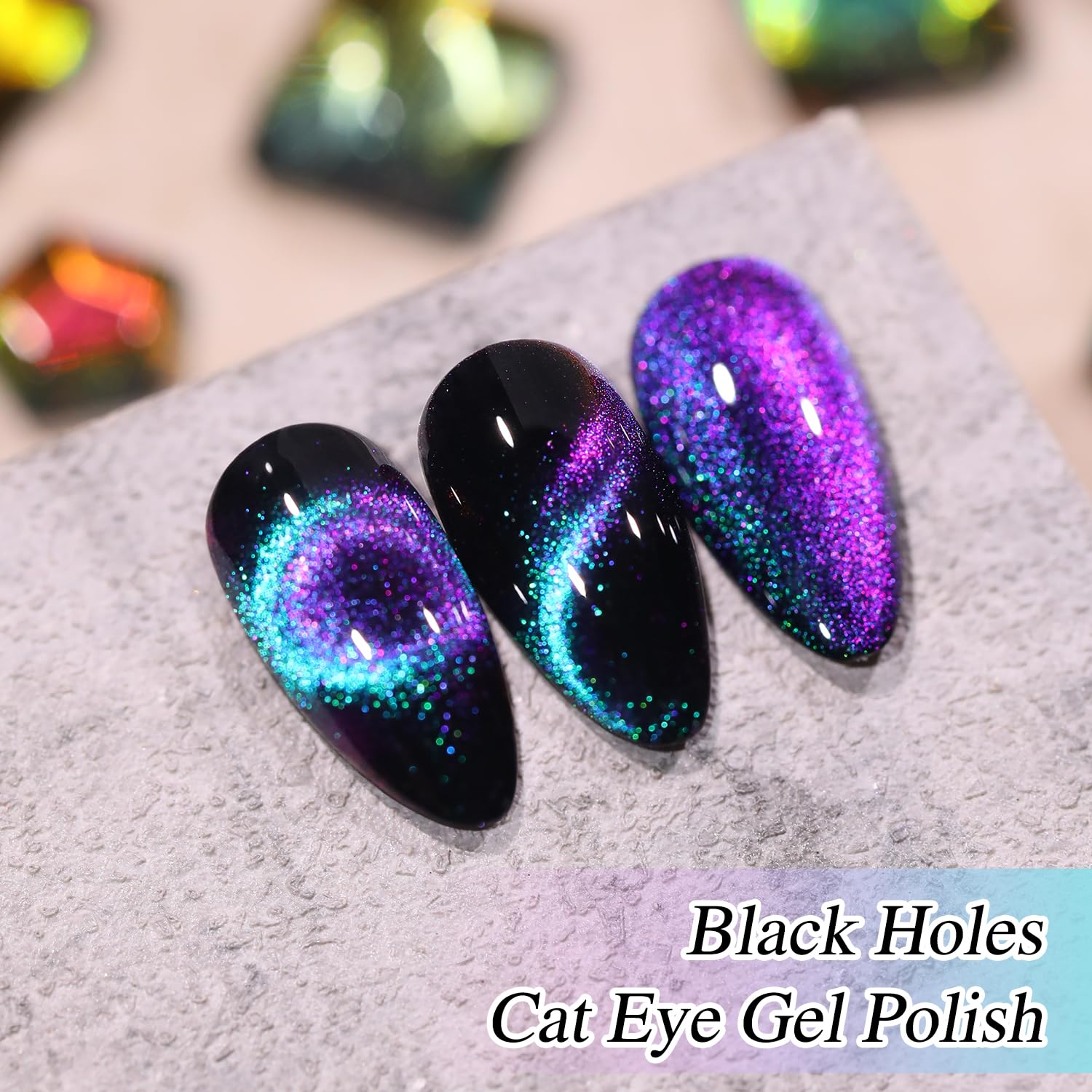 Double Rhythm Jelly Glass Cat Eye Gel Polish with Magnet 15ML Holographic Glitter Shimmer Translucent Sheer Color Magnetic Nail Polish Salon DIY at Home (Blue Purple-MC1049)-Velvo Beauty