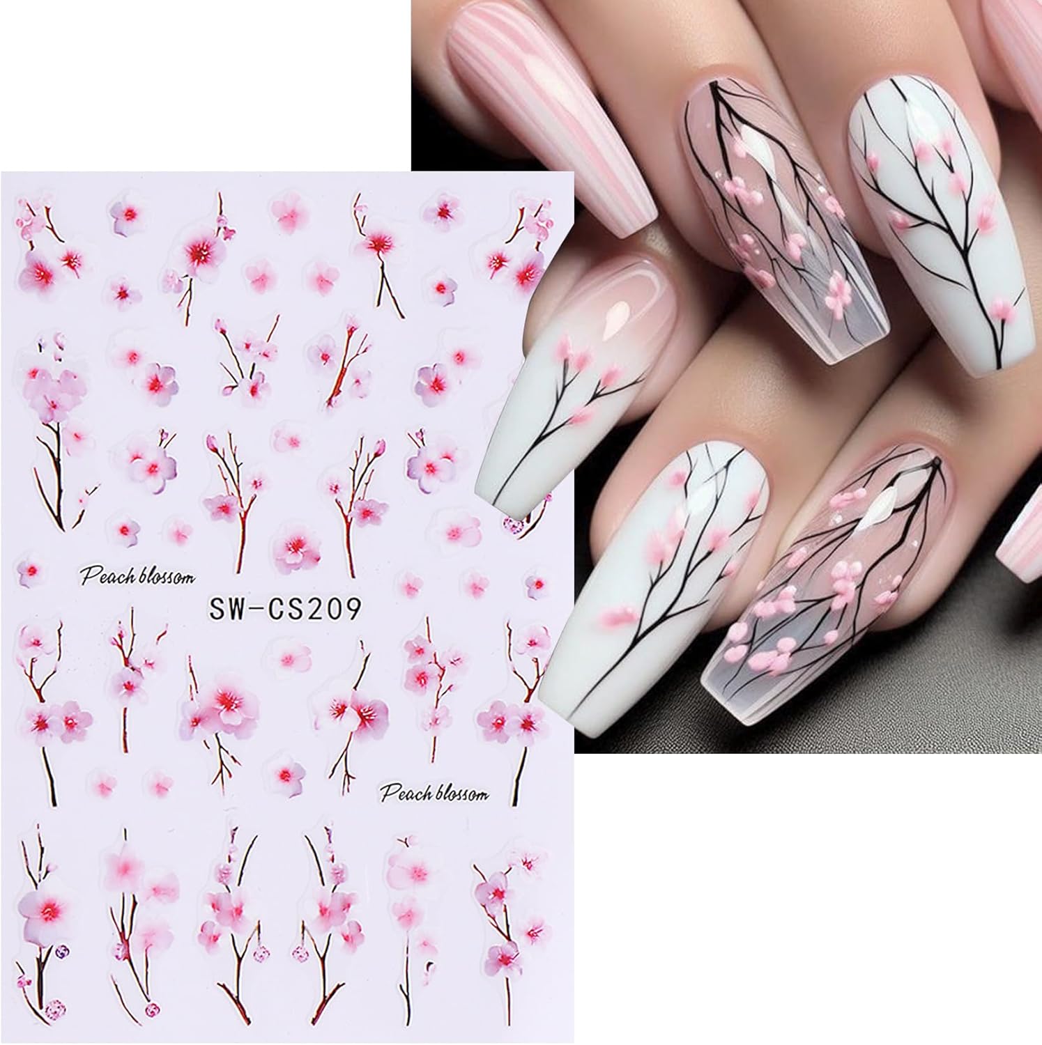 Flower Stickers for Nail Art Decals - 12 Sheets Spring Butterfly Nail Stickers with Tweezers 3D Floral Leaves Plant Nail Art Designs DIY Self Adhesive Daisy Blossom Nail Supplies Decorations-Velvo Beauty