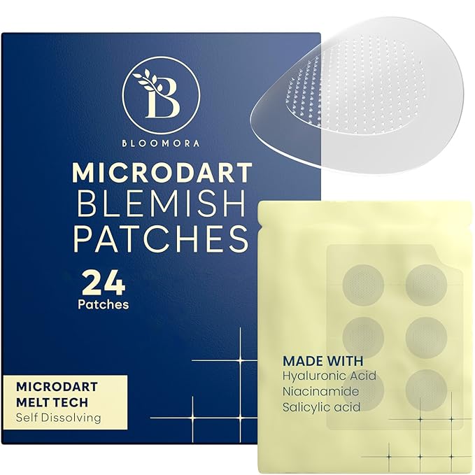 Microdart Acne Patch, Zit Patches for Cystic Acne Overnight Care, Cystic Acne Coverage, Pimple Patches Microdart Technology - Salicylic & Hyaluronic Acid (24 Count)-Velvo Beauty
