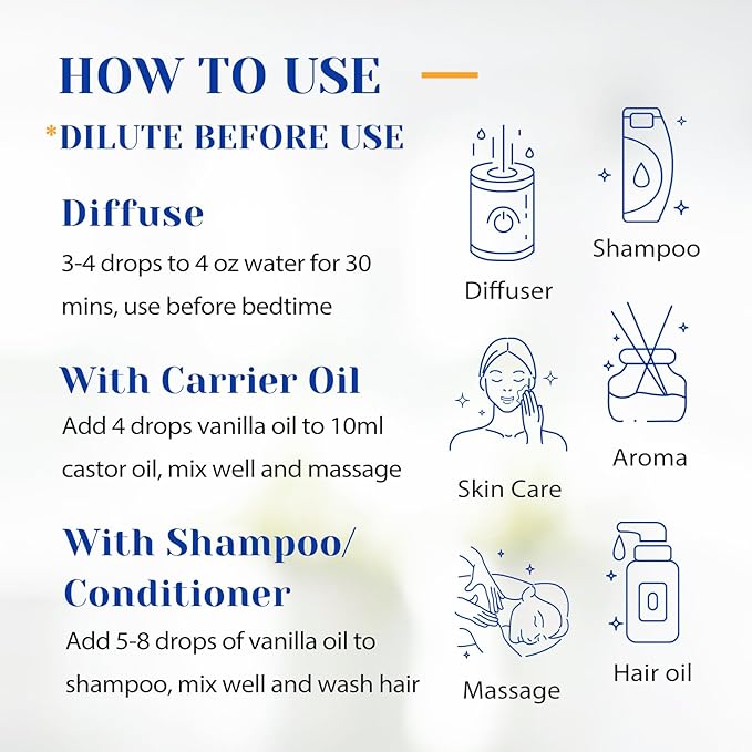 HIQILI Vanilla Essential Oil, Undiluted Natural Strong Fragrance Add in Skin Perfume, Unscented Lotion, Candle Soap Making Scent, Relax at Home with Diffuse Warm Sweet Aroma -100ML-Velvo Beauty