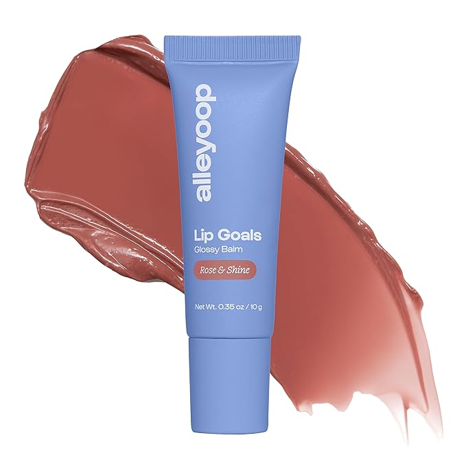 Alleyoop Glossy Lip Balm - Lip Goals, Rose & Shine (Sheer Dusty Rose) - Hydrating & Moisturizing Lip Care for Cracked Lips - Natural Plumping Lip Moisturizer That Smooths, Soothes, & Protects - Vegan-Velvo Beauty
