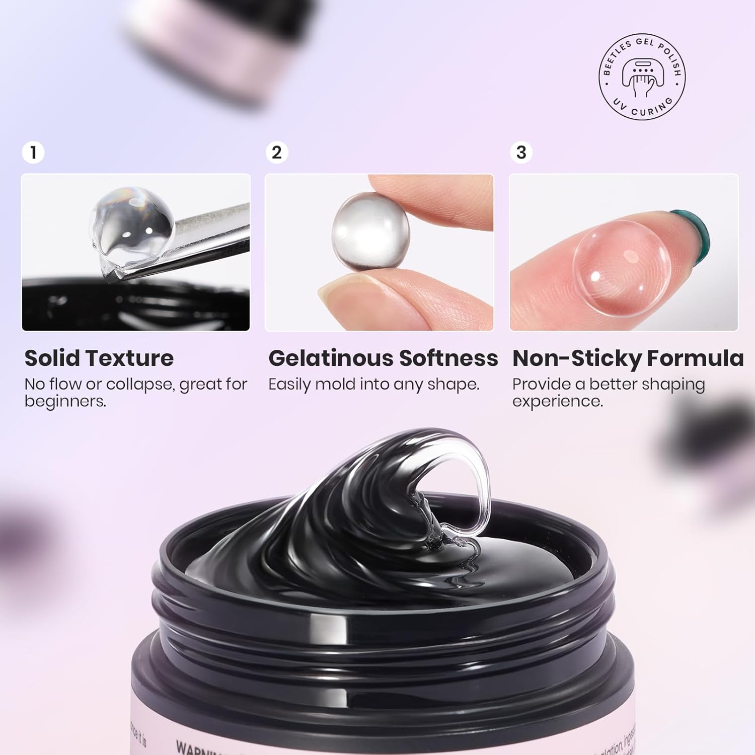 Beetles Solid Builder Gel for Nails, 20g *4 Colors Clear Pink White 3D Sculpting Gel Non-Sticky Hand Carving Nail Glue for 3D Nail Art with 3D Mold Chrome Nail Powder Tools Salon DIY at Home-Velvo Beauty