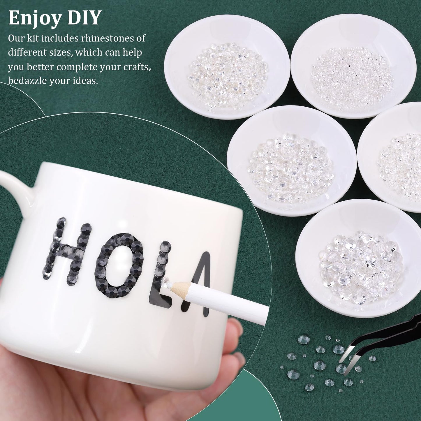 Resin Rhinestones for Crafting with B7000 Jewelry Glue, 1 Box Transparent Flatback Crystals with 3Pcs 10ml Glue for Bedazzling Crafts DIY Nail Art Makeup，Non Hotfix Gems for Clothing Shoes-Velvo Beauty