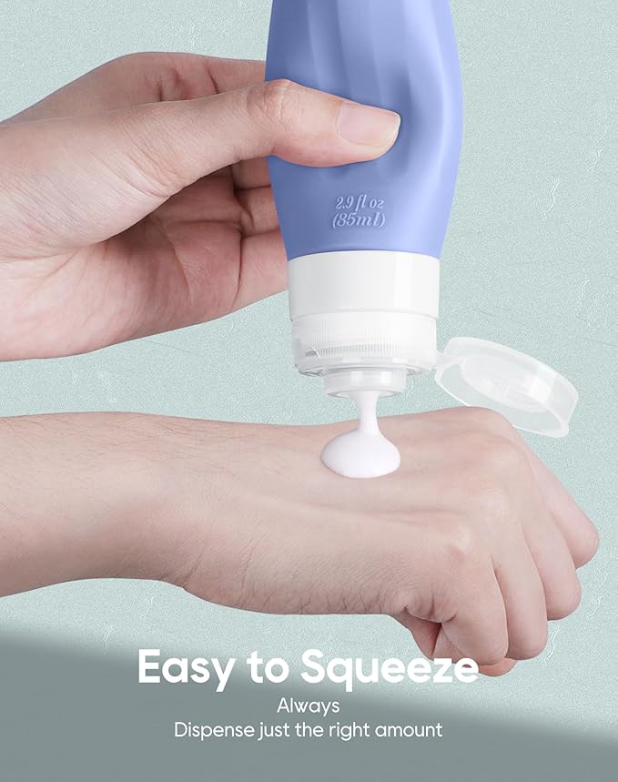 Morfone 16 Pack Silicone Travel Bottles Set for Toiletries TSA Approved Travel Containers Leakproof Squeezable Refillable Accessories 2oz 3oz for Shampoo Conditioner Lotion Liquids(Blue)-Velvo Beauty