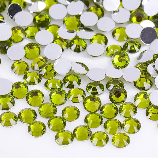 3000 Pieces SS12 3mm Flatback Rhinestones Clear Glass Round Gems Crystals for Nail Art DIY Crafts Clothes Shoes Bags （Olive Green）-Velvo Beauty