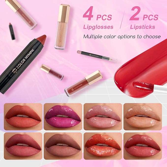 Color Nymph Starter Makeup Kit for Tweens Girls, Train Case for Women Full Kit with Eye Shadow, Lipstick, Blush, Brushes, Lipgloss, Mascara, Brow Wax and Mirror Pink Full Starter Cosmetics Set-Velvo Beauty