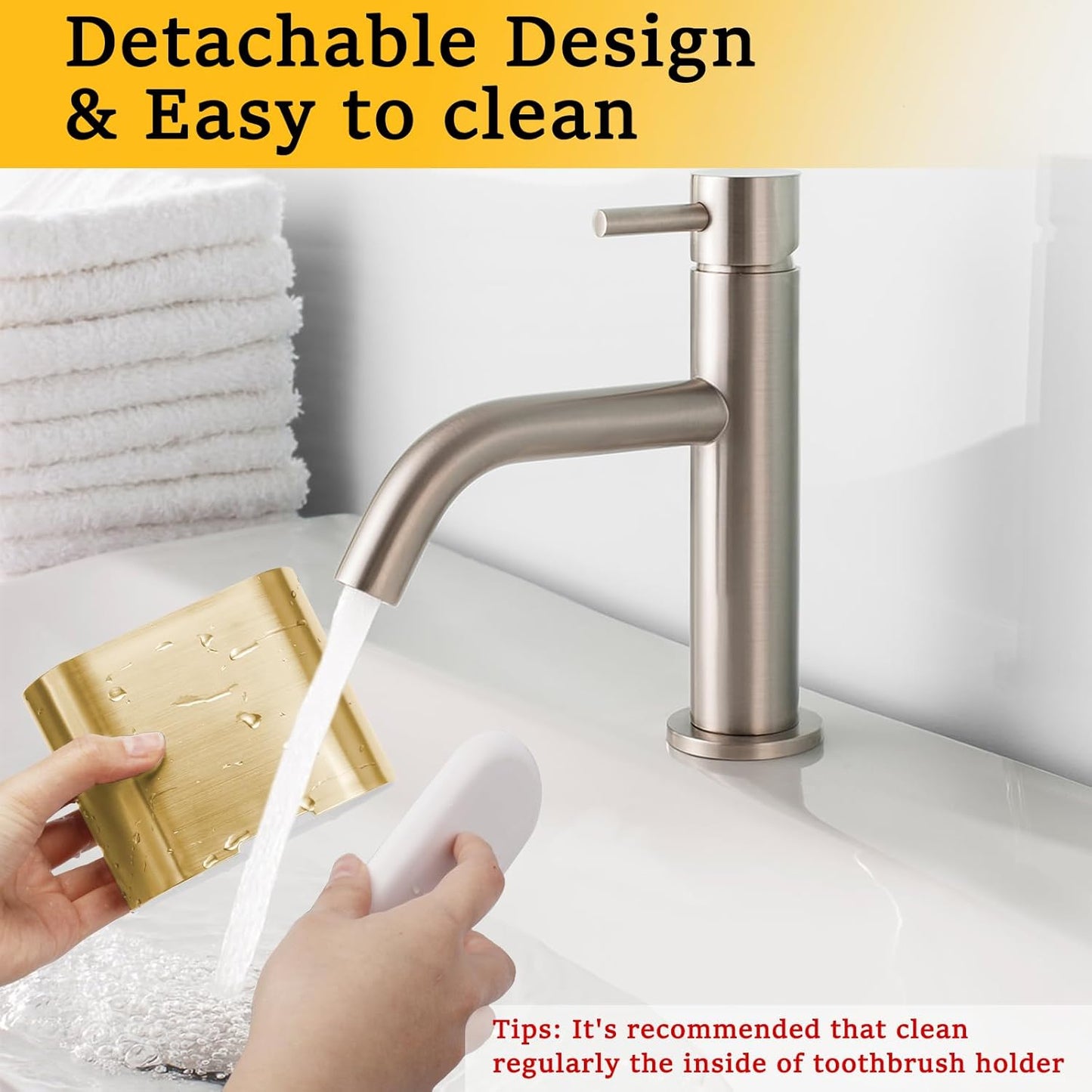 Chintu Toothbrush and Toothpaste Holder with Divider for Bathroom Countertop Organizer, Detachable for Easy Clean,Kids Electric Toothbrush Holders Storage Caddy for Family (Gold)-Velvo Beauty