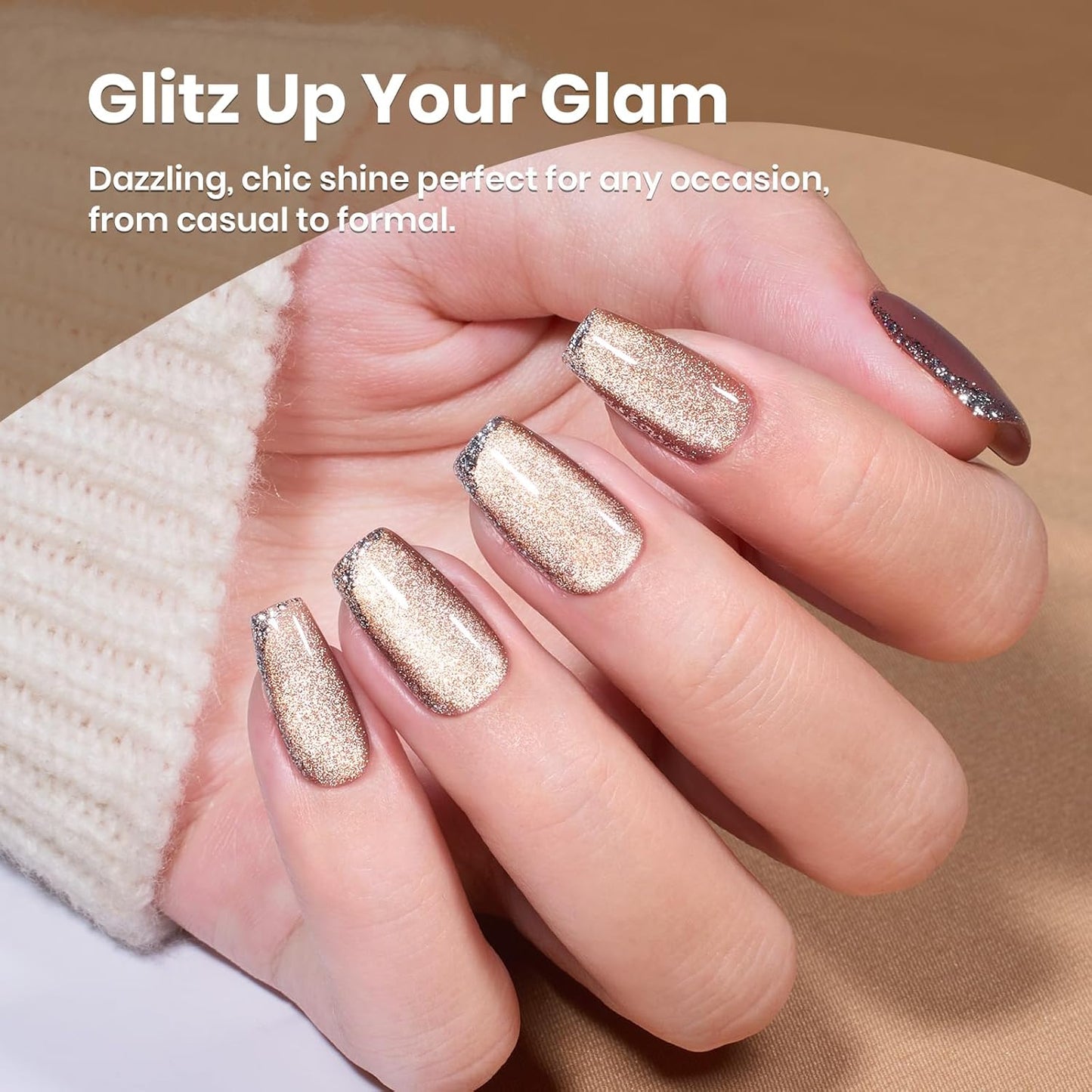 Beetles Brown Cat Eye Gel Nail Polish - Velvet Cinnamon Cat Eye Gel Polish, 15ML Fall Brown Mocha Mousse Magnetic Glitter Gel Polish with Magnet Soak Off UV French Nail Art Manicure Gift for Women-Velvo Beauty