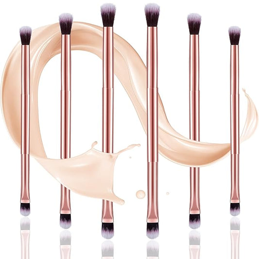 6 Pcs Eyeshadow Smudge Brush 2-in-1 Eyeshadow 2 Double Ended Make Up Brush Concealer Cosmetics Under Eye Small Soft Firm Pointed Foundation Makeup Applicator for Blending Eye Shadow Liner-Velvo Beauty