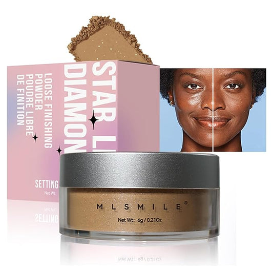 AKARY Dark Brown Translucent Setting Powder, Shimmer Finishing Powder Oil Control for Long Lasting Makeup, Lightweight Loose Powder Waterproof Makes Skin Downy, Blurring Powder for Deep Tones, 04-Velvo Beauty