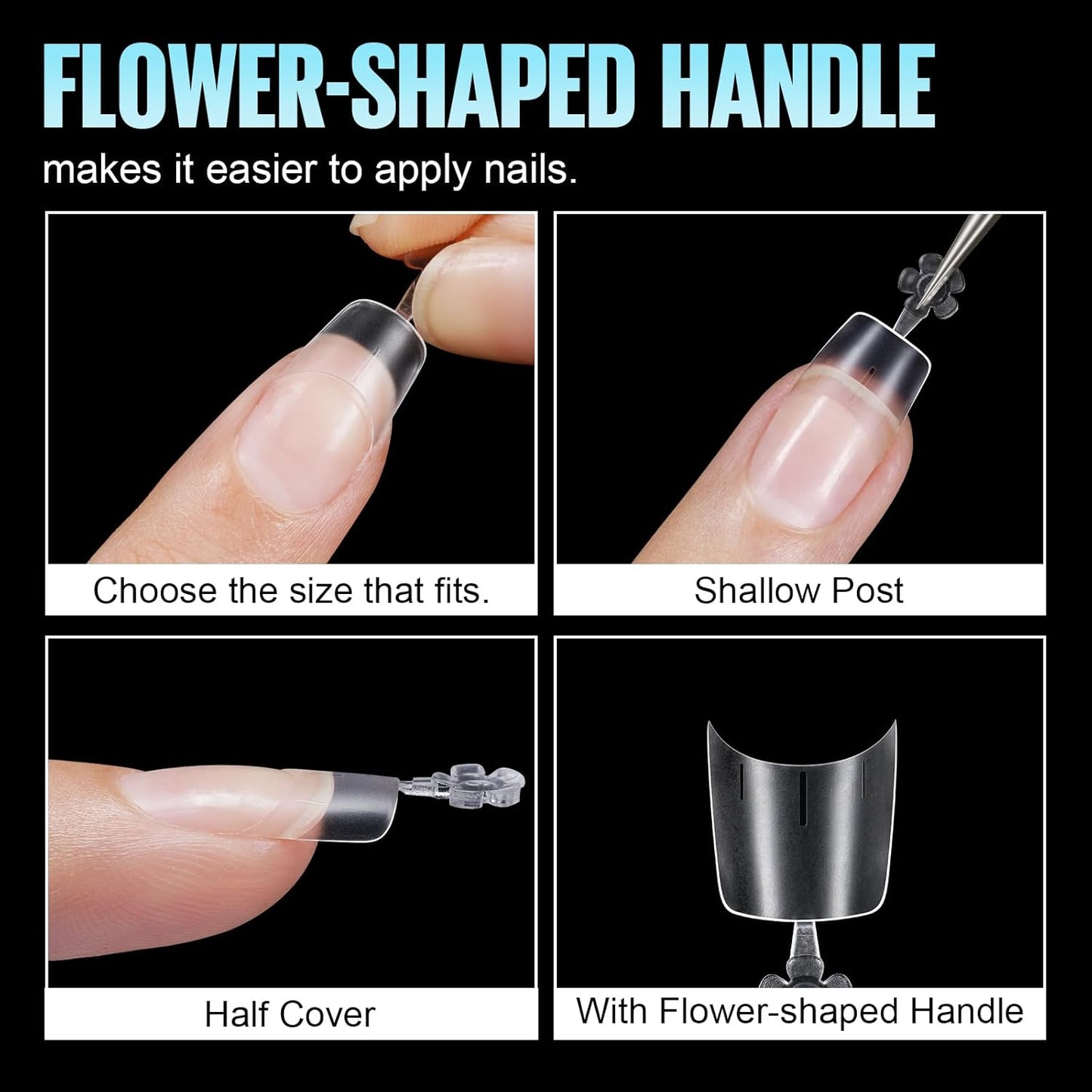 TOMICCA Short Squoval Nail Tips, 510Pcs Acrylic Nails Tips Full Matte, 12 Sizes No C Curve Fake Half Cover Nail Tips for Nail Extension Salon Home DIY-Velvo Beauty