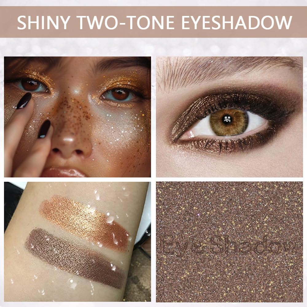 Double color eye shadow, Eyeshadows Creamy, high pigment eye makeup palette, matte shimmer metal eye shadow powder, Blendable, Ultra-Pigmented, Easy to Apply, Matte & Shimmer, (03)-Velvo Beauty