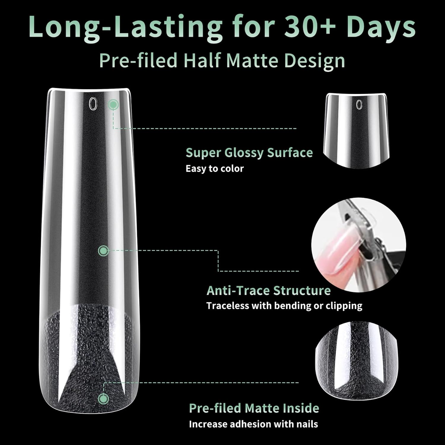 XXL Long Square Nail Tips, 120pcs Acrylic Fake Nails Gel Nail Tips Soft, Full Cover Pre-Shaped Matte Clear Press on Nails for Extension, Diy at Home Manicure 12 Sizes-Velvo Beauty