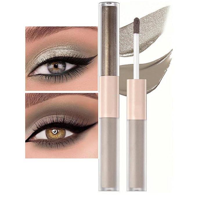 Silver Liquid Eyeshadow Matte Double Ended Glitter For Eyes Metallic Eyeshadow Pencil Primer Base Quick Drying Waterproof Long Lasting Highlight Stick Shadow Pen Eye Makeup (#2)-Velvo Beauty