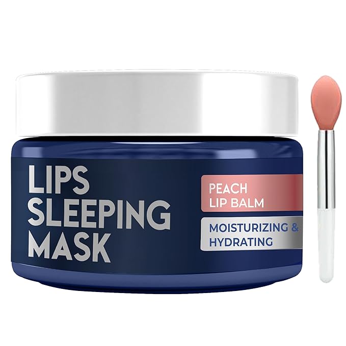Lip Mask Overnight with Hyaluronic Acid & Collagen, Lip Sleeping Mask for Dry Cracked Lips, Moisturizing, Hydrating, Exfoliating Night Treatment for Lip Care (Peach)-Velvo Beauty