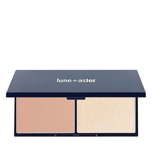 Lune+Aster Moonrise Contour & Glow Duo - Golden contour and a silk-textured champagne highlighter duo - gluten free, vegan, dermatologist tested, allergy tested, paraben free-Velvo Beauty
