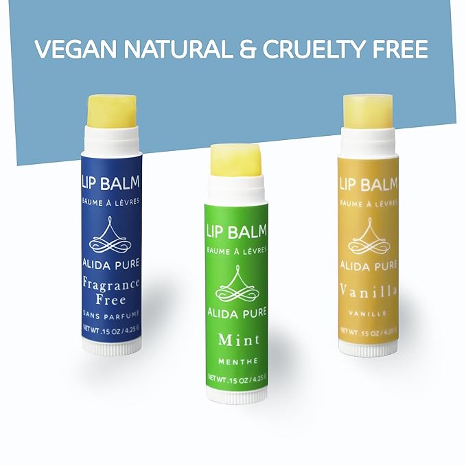 Favorites Lip Balm Collection, Vegan Lip Balm Set, Bees Wax Free, Coconut Oil Free, Avocado Oil, Organic Jojoba Oil, Vitamin E, Natural Moisturizer For Dry Cracked Lips, 3 Tube Set-Velvo Beauty