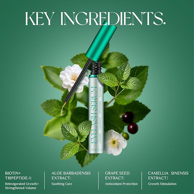 Eyelash Growth Serum: Promotes natural lash growth for longer, thicker, and stronger lashes while nourishing lash health. Vegan, cruelty-free & gentle on sensitive eyes. 3mL (2-month supply)-Velvo Beauty