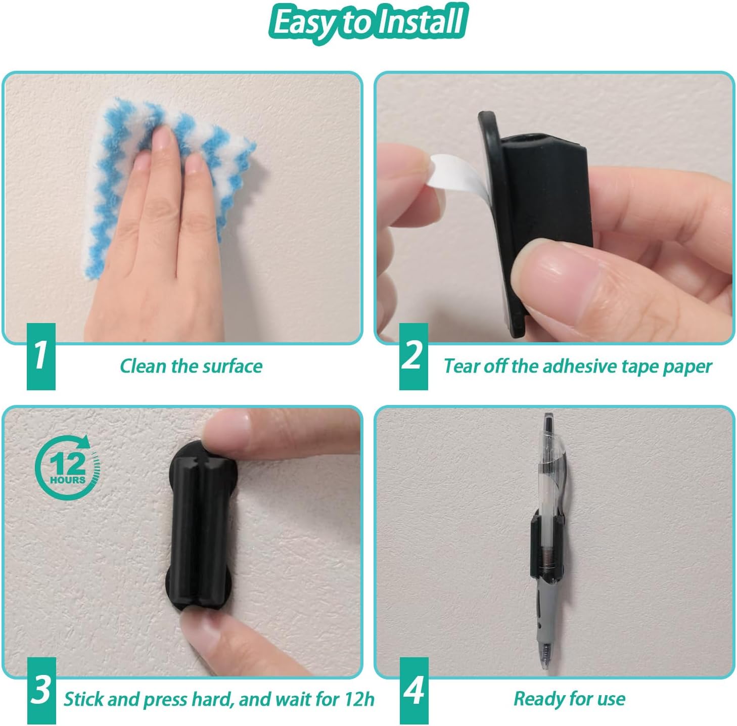 Adhesive Pen Holder for Wall Pencil Holder for Desk Organizer, 6Pack Silicone Pen Holders for Clipboard, Marker Holder Sticky Pen Holder for Desk, Office Supplies Stylus Holder Pen Organizer (6 grey)-Velvo Beauty