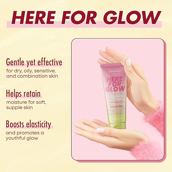 Collagen Facial Scrub - Dermatologist Tested, Anti-Aging, Hydrates & Improves Firmness, Korean Skin Care, 95% Natural, Clean Beauty, Non - GMO, Cruelty - Free - 1 Pack-Velvo Beauty