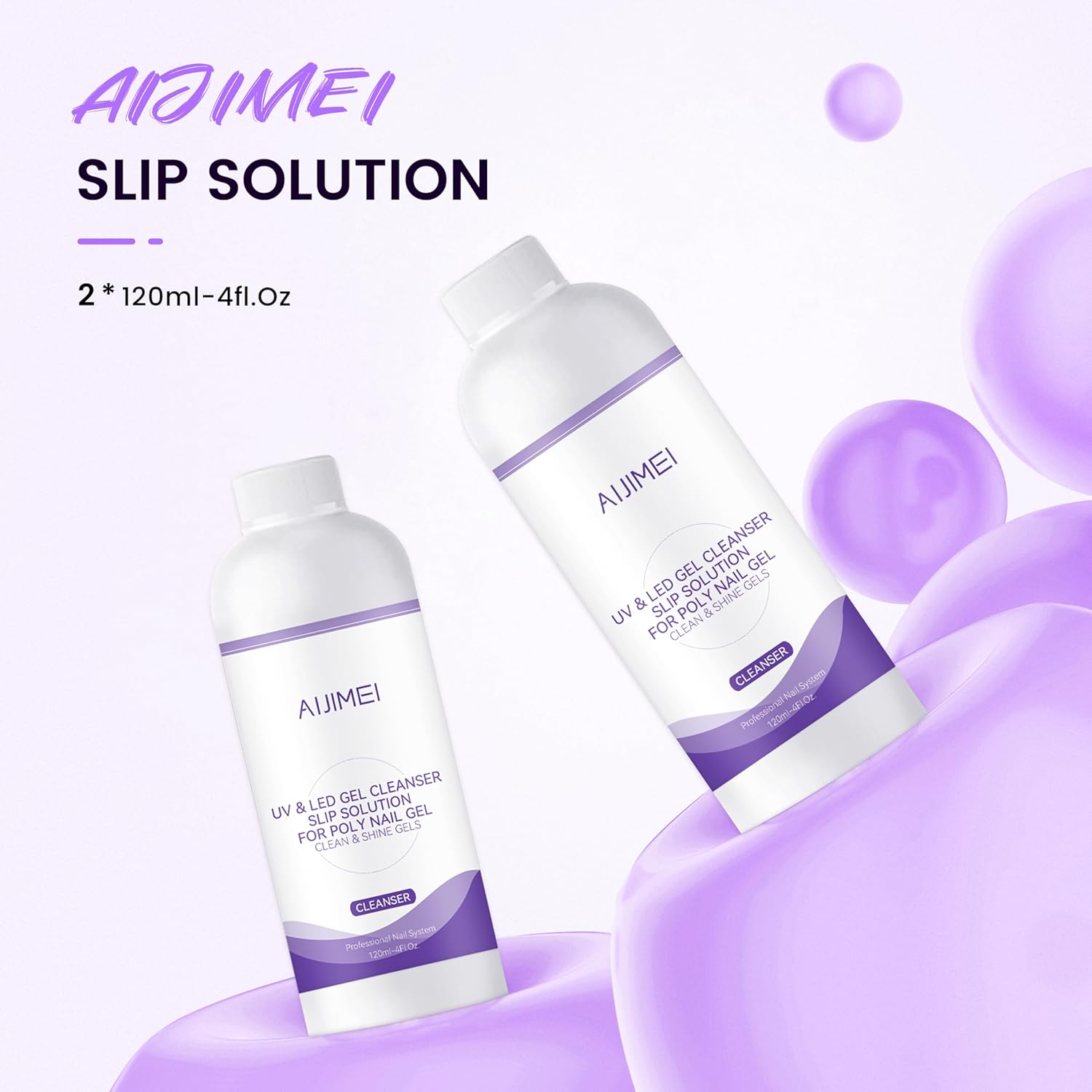AIJIMEI Nail Slip Solution Poly Gel Slip Solution Set 4FL.OZ 2PCS Slip Solution for Nails Gel Nail Solutions Slip Solution for Poly Nail Gel UV&LED Gel Cleanser Slip Solution for Poly Nail Gel-Velvo Beauty