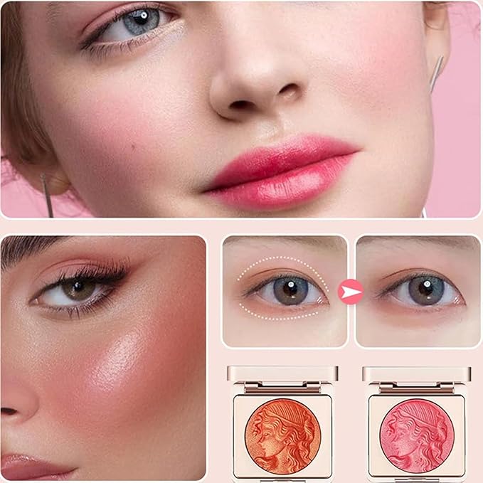Embossed Smooth Powder Blush Palette for Cheeks,Matte Face Powder Blush Palette,Embossed Girl Blush for Cheeks,Natural Nude Long Lasting Powder Blush Palette for All Skins(Pink+Orange)-Velvo Beauty