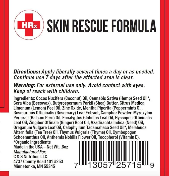 Skin Rescue Formula (Herp Stop Discreet) Defense and Support for Clear Skin 100% Natural! Peppermint Oil, Shea Butter, Zinc, Tea Tree, Coconut Oil .5 oz-Velvo Beauty