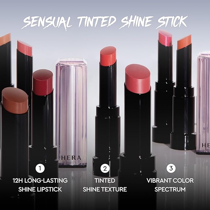 HERA Sensual Tinted Shine Stick 3.5g #105 BOYISH | 12HR Long-lasting Lipstick, Sheer & Buildable Lip Tint Stain, Hydrating Formula with Vitamin E, Smooth Finish and Luxurious Korean Makeup-Velvo Beauty