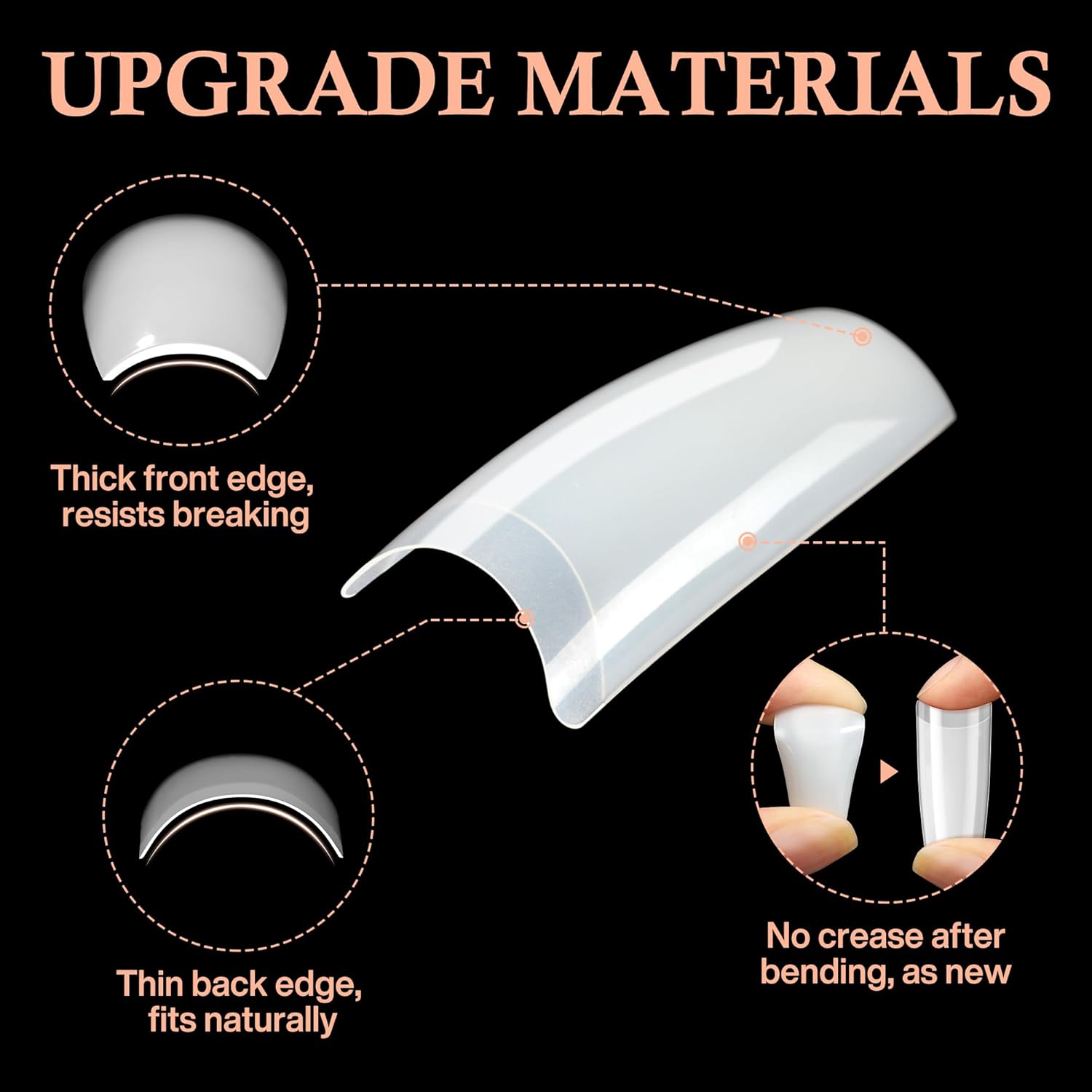 504PCS Half Cover False Nails Tips Acrylic Nail Tips Artificial False Nails Lady French Style Tip Acrylic Fake Nails For Nail Extensions Art Salon Home DIY-Velvo Beauty