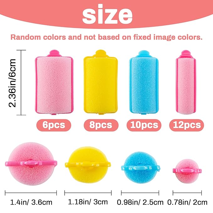 36PCS Foam Hair Rollers - Sponge Rollers for Heatless Hair Curler for Short/Long Curling Sleep rolos para cabello Jumbo Large Sponge Curlers Soft Sleeping Thin Hair Curl Overnight rulos-Velvo Beauty