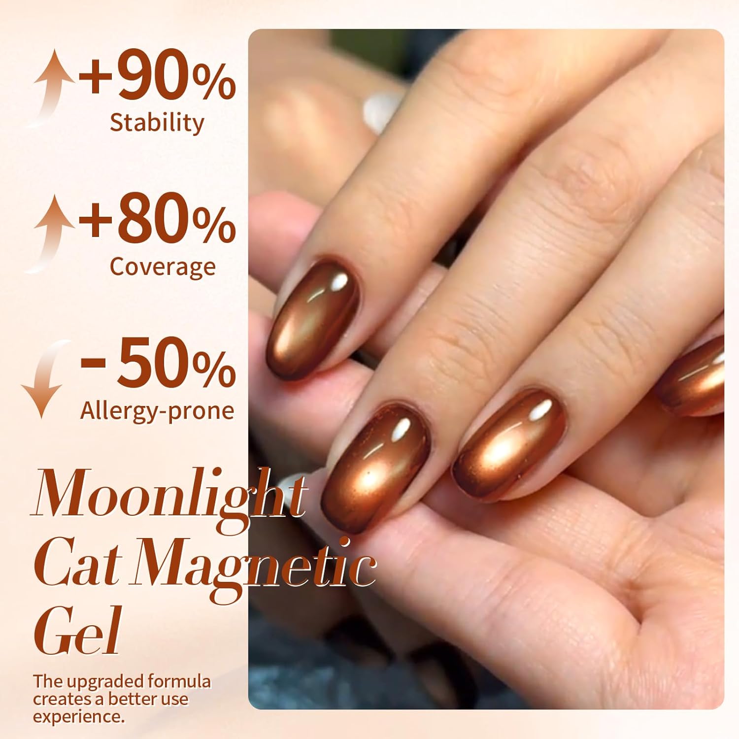 Born Pretty Cat Magnetic Eye Gel Nail Polish, Brown Moonlight Cat Magnetic Gel, Fall Winter Glitter Magnetic Soak Off U v Nail Gel Diy Art for Girls Women 15ML-Velvo Beauty