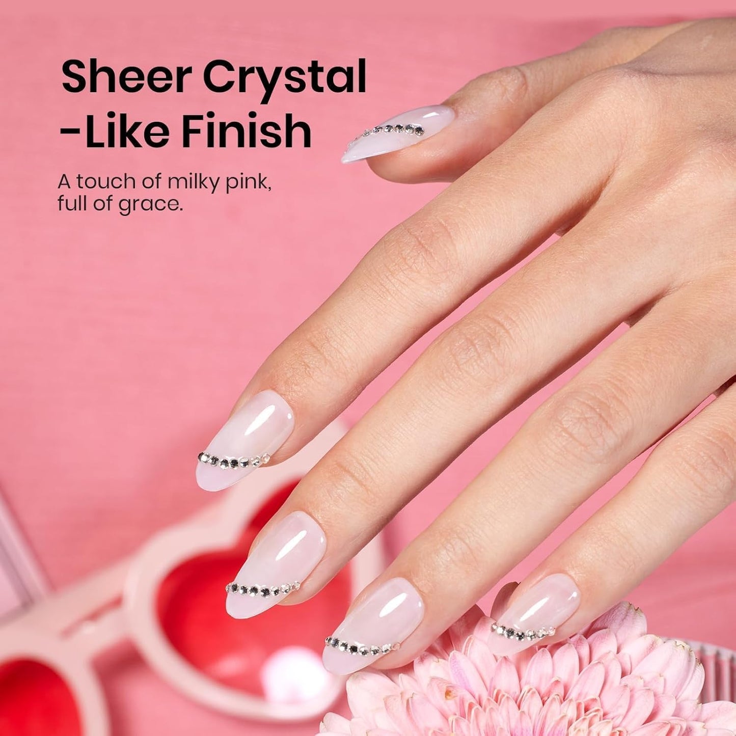 beetles Gel Polish 3 Pcs 15ml No Wipe Gel Top and Base Coat Bubble Bath Gel Polish Soak Off Uv Lamp-Long Lasting Glossy Top Base Gel Milky Pink Gel Nail Polish Jelly Gel Polish Set for Women-Velvo Beauty