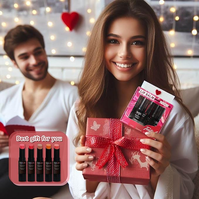 5 Pack Tinted Lip Balm Stocking Stuffers Tinted Chapstick - Moisturizing Lips - No petroleum, Chemicals, Gluten, or Phthalat-Velvo Beauty