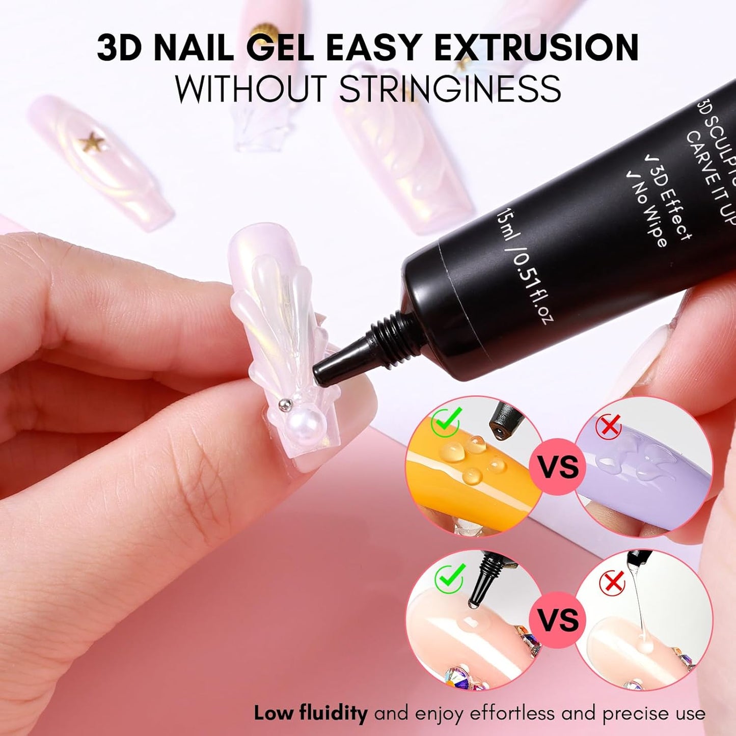 Makartt Nail Rhinestone Glue with 3D Gel Kit – Super Strong Nail Charm Glue & Sculpting Gel for DIY Nail Art, Drawing, Molding & Embossed Designs, Easy to Use for Nail Lovers & Beginners-Velvo Beauty