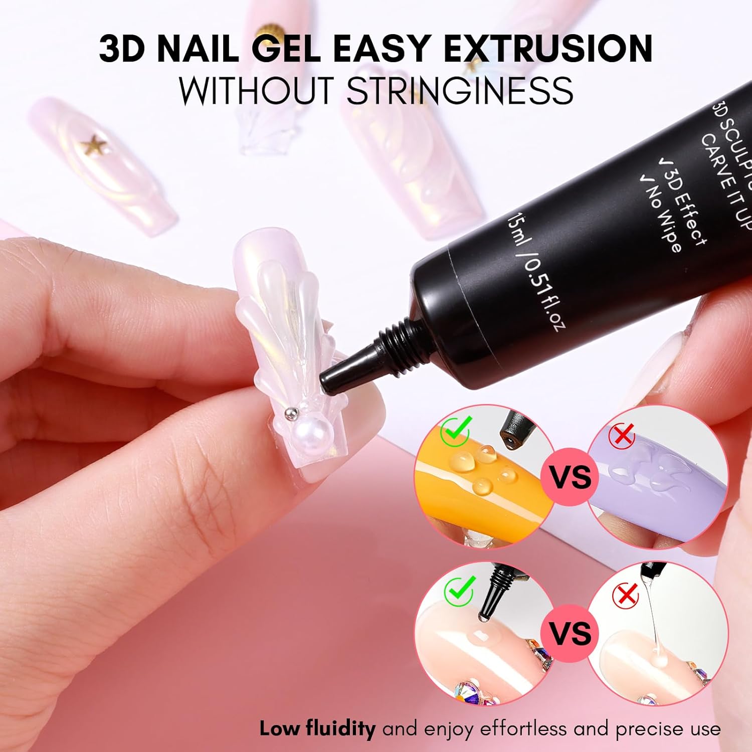 Makartt Nail Rhinestone Glue with 3D Gel Kit – Super Strong Nail Charm Glue & Sculpting Gel for DIY Nail Art, Drawing, Molding & Embossed Designs, Easy to Use for Nail Lovers & Beginners-Velvo Beauty