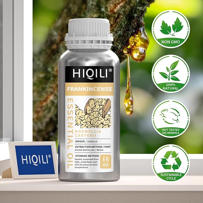 HIQILI 16 Fl Oz Frankincense Essential Oil, for Massage Skin Care, Diffuser, Aromatherapy, 100% Pure Undiluted-Velvo Beauty