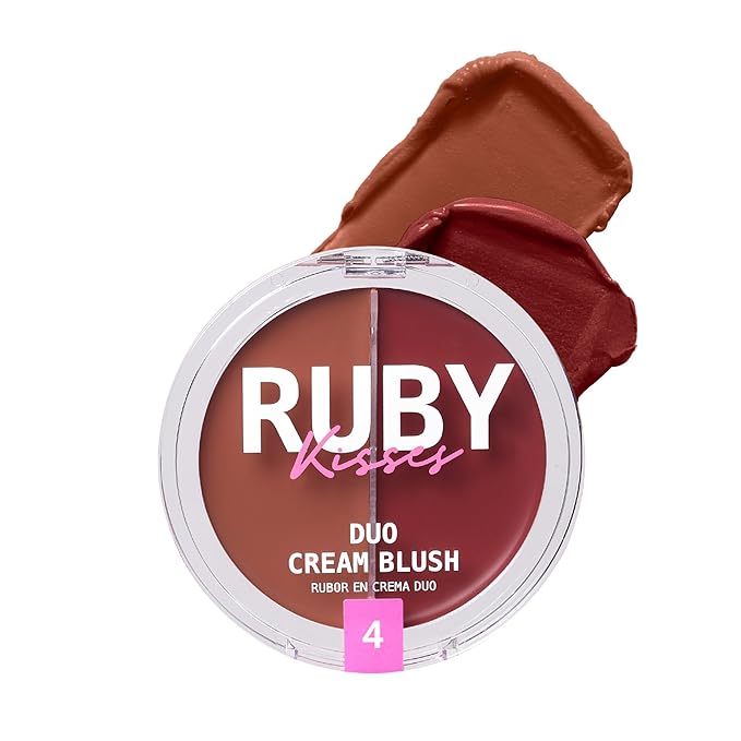 Ruby Kisses Duo Cream Blush, Smooth, Natural-Looking, Long-Lasting Face Makeup Blush for Cheeks, Lips, and Eyes, Buildable and Blendable, Infused with Green Tea, Aloe Vera Extract, and Hyaluronic Acid-Velvo Beauty