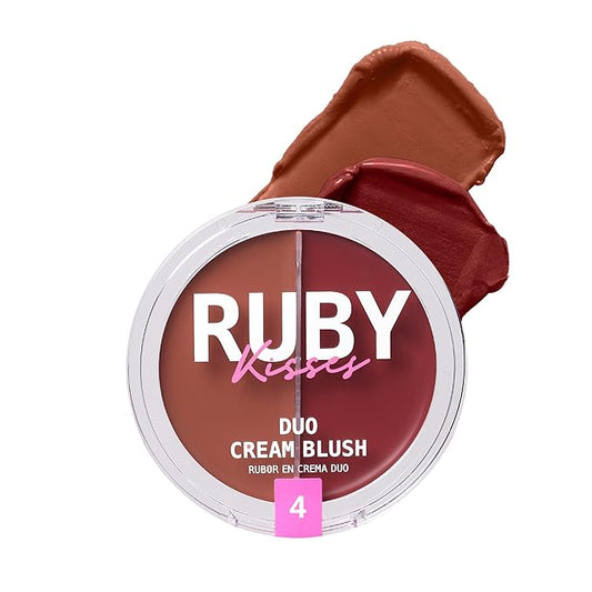 Ruby Kisses Duo Cream Blush, Smooth, Natural-Looking, Long-Lasting Face Makeup Blush for Cheeks, Lips, and Eyes, Buildable and Blendable, Infused with Green Tea, Aloe Vera Extract, and Hyaluronic Acid-Velvo Beauty