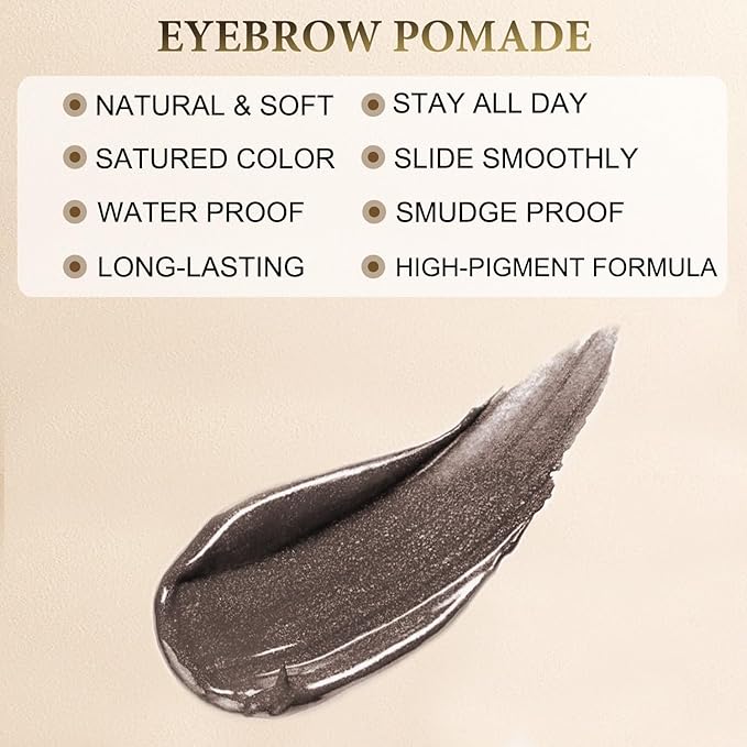 Eyebrow Pomade - Waterproof Brow Pomade for Long-lasting Results,Smudge Proof and Sweat Resistant Formula,Natural Eyebrow Makeup for All Skin Types and Tones - Dark Coffee-Velvo Beauty