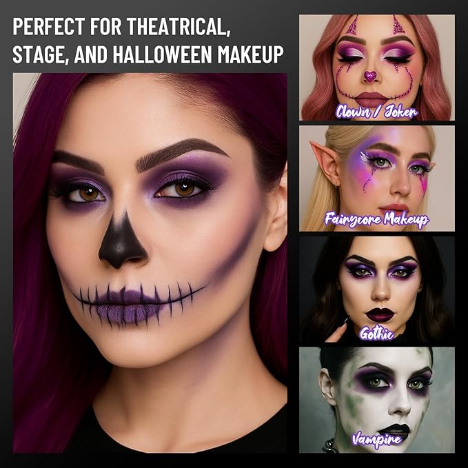 Purple Eyeshadow Palette with Mirror Lilac Violet Plum Tones Matte Shimmer Glitter 6 Colors Mini Eye Shadow Pallet Travel Size Highly Pigmented for Fairy Witch Goth Halloween Costume Makeup-Velvo Beauty