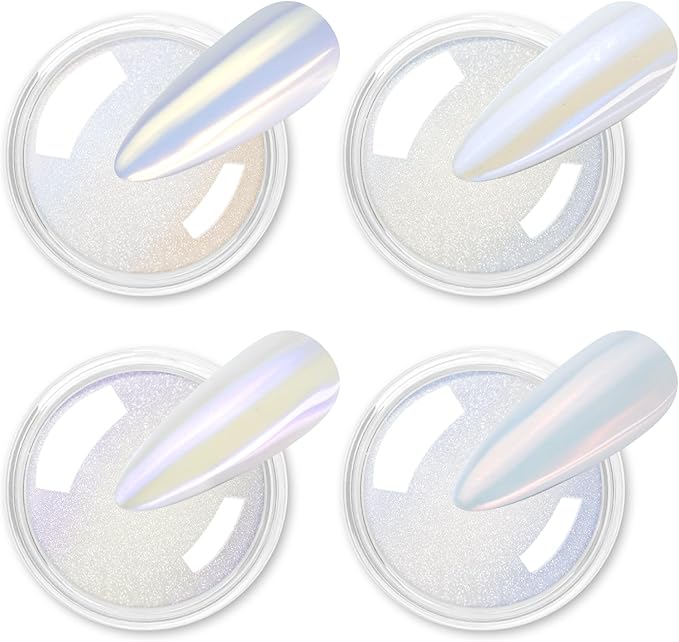 Allstarry Chrome Nail Powder 4 Colors Iridescent Aurora Powder Metallic Mirror Effect Pigment Pearlescent Purple Mermaid Unicorn Glitter for Nail Art Manicure Decoration Home DIY Salon-Velvo Beauty