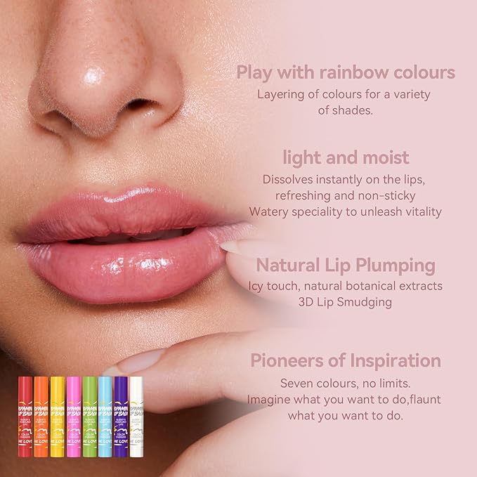 8PCS Tinted Lip Balm with Vaseline, 8 Colored Lip Balm Set, Natural Plumping Lip Balm Pack, Girls’ PH Lip Balm Bulk, Small Gifts Lipstick Sets For Women, Hydrating Lip Tint Balm, Soft Chap Sticks Pack-Velvo Beauty