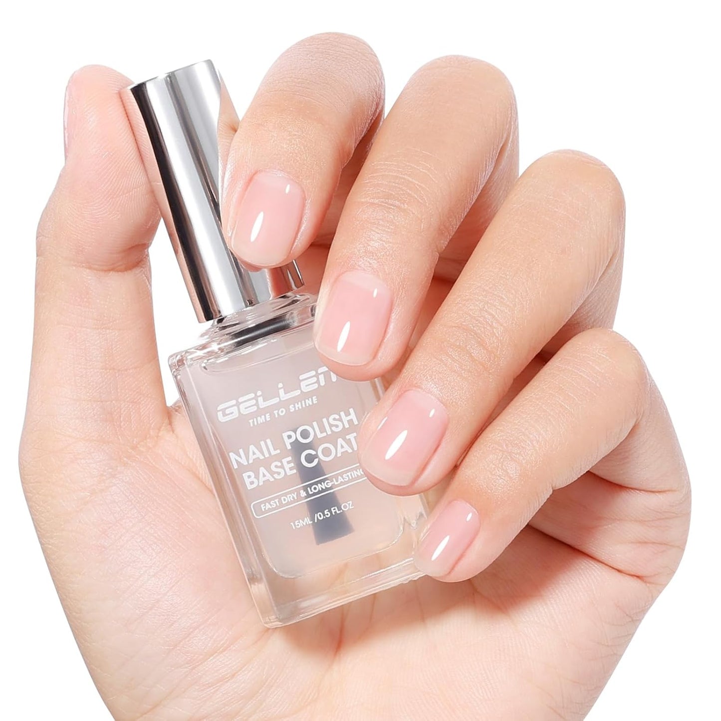 GELLEN Clear Nail Polish Base Coat, Calcium-Formula Nail Base Coat Strengthener Strengthens Nails, Anti-yellowing, Quick Air Dry, No UV Gel, Hema Free, Non-toxic, No Chip, Long Lasting, Protect Nails-Velvo Beauty