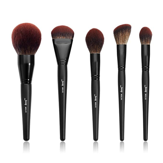 Jessup Large Face Makeup Brushes 5pcs, Premium Synthetic Foundation Powder Contour Blusher Highlighter Brush, Phantom Black T273-Velvo Beauty